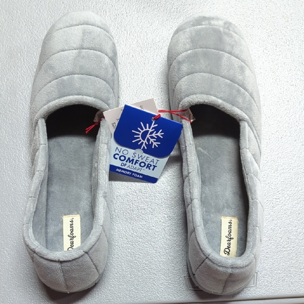 Dearfoams Soft Gray Women's Slippers Size 11-12